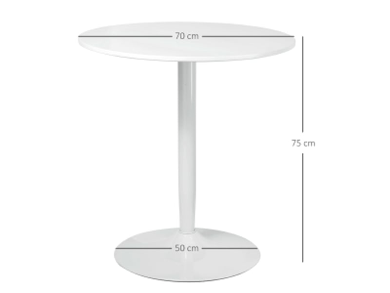  Table de salle à manger ronde pour 2 personnes avec pied central antidérapant, pour cuisine et salle à manger, ø70 × 75 cm  - Conforama D