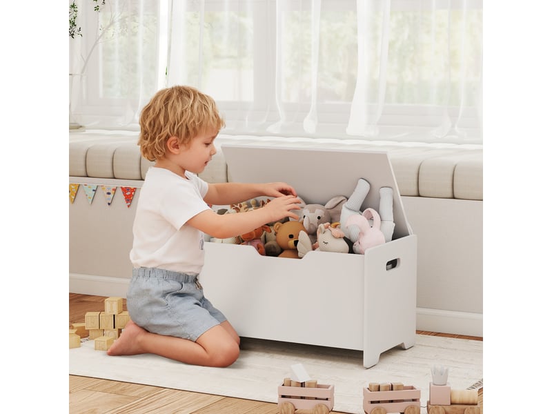  Coffre à jouets en bois en forme d'ours, capacité de 20 kg, 60 x 38 x 48 cm, blanc  - Conforama C
