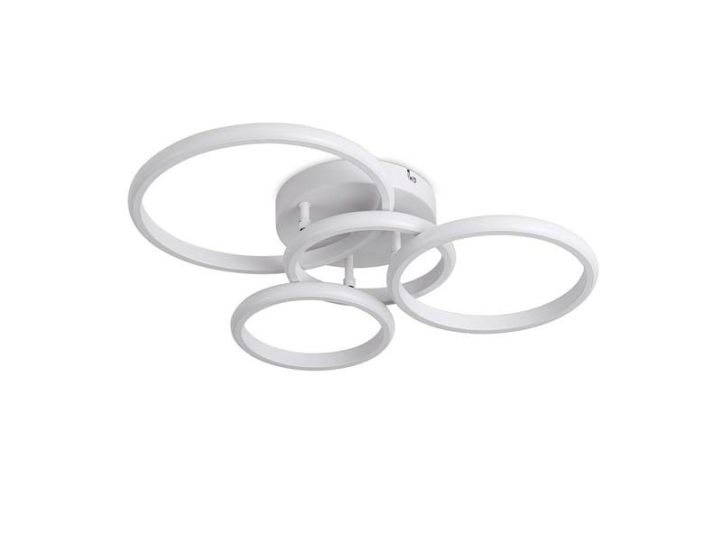  Plafonnier led moderne 4 anneaux, 48×44×10 cm, lampe de plafond 36 w 4181 lm, 3 couleurs, mémoire, blanc sablé, salon chambre cuisine  - Conforama A