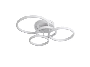 Plafonnier led moderne 4 anneaux, 48×44×10 cm, lampe de plafond 36 w 4181 lm, 3 couleurs, mémoire, blanc sablé, salon chambre cuisine