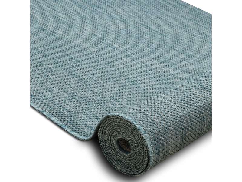  Le tapis de couloir sizal sion mélange tissé à plat turquoise 100 cm 100x690 cm  - Conforama B