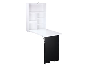 Bureau mural rabattable gain de place avec rangements et tableau blancnoir 60x94,5x147 cm homcom
