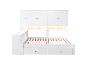 Lit avec rangement 90x200 cm MAISONORA coloris blanc