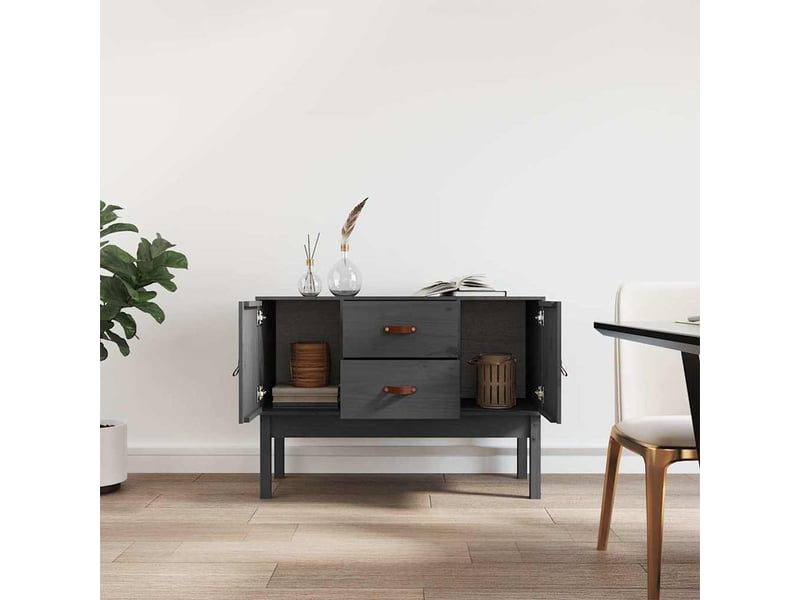  Buffet - bahut - meuble de rangement gris 110x40x78 cm bois massif de pin  - Conforama C
