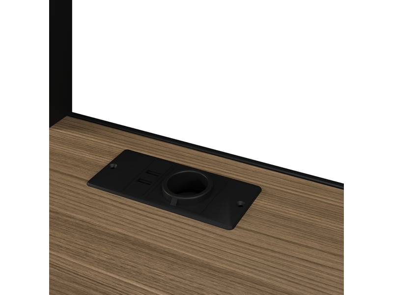  Lit mezzanine 200×140 cm avec bureau, rangements, éclairage led et ports usb, sans matelas, en métal noir  - Conforama E