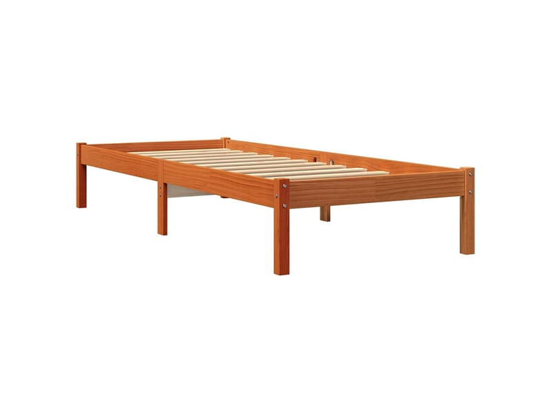  Lit simple- lit adulte -  cadre de lit sans matelas  marron 100x200cm bois pin massif  - Conforama B