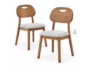 Lot de 2 chaises de salle à manger chaise cuisine, bois, gris, assise confort, chaise au style, dossier ovale avec poignée