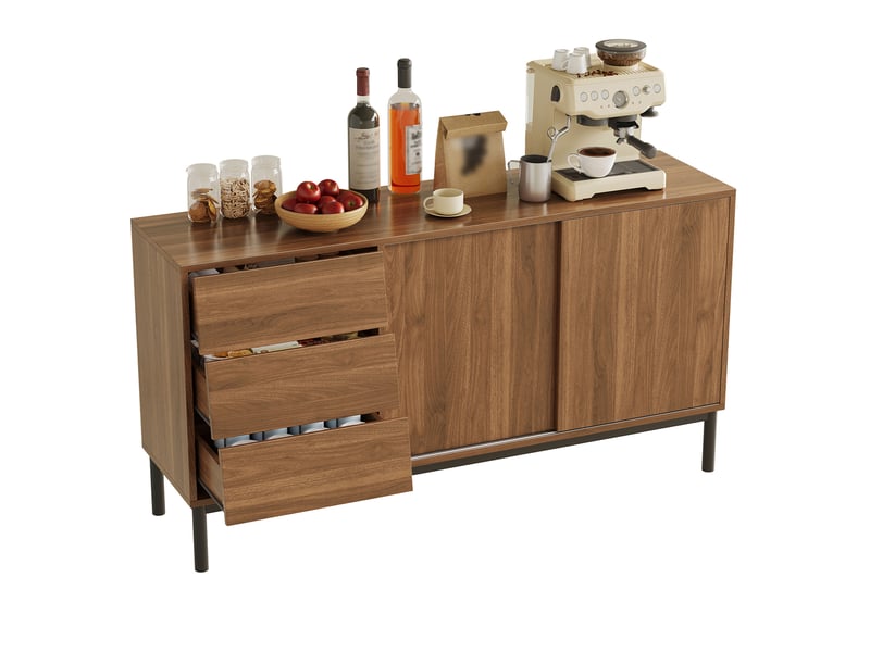 Buffet avec 3 tiroirs et 2 portes coulissantes, rangement pour cuisine, salle à manger et salon, 150 × 40 × 80 cm - Conforama A