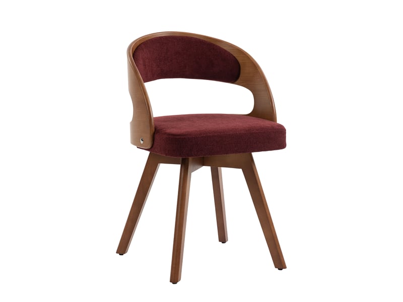 Chaise de salle à manger pivotante lot de 2 avec dossier ergonomique et assise rembourrée en lin rouge vin  - Conforama A