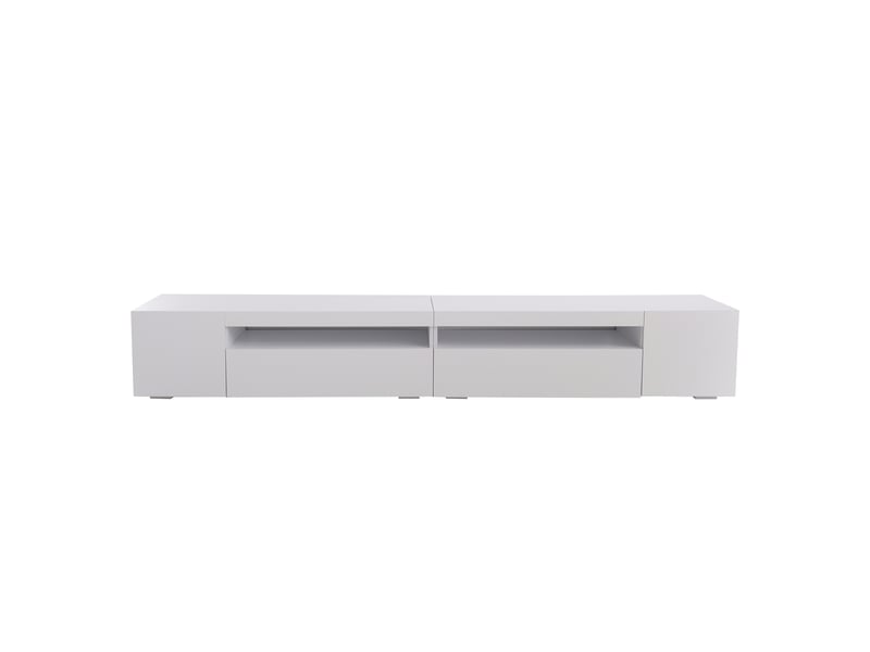  Meuble tv design blanc 240 cm – led intégrée – finition brillante – contemporain  - Conforama A
