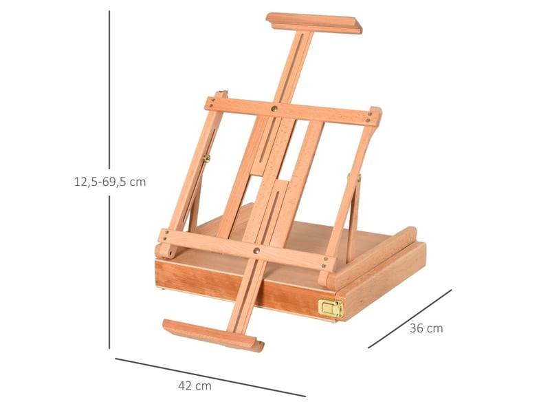 Chevalet d'atelier pliable 42x36x12,5 cm - naturel - réglable, tiroir à 4 compartiments - Conforama C