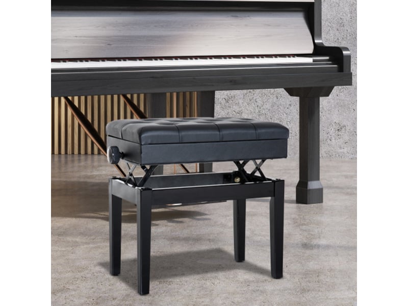  Banquette de piano réglable en hauteur avec rangement, 54,5 x 33 x 48-58 cm  - Conforama B
