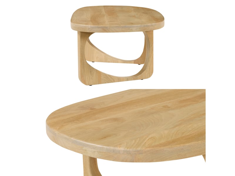  Table basse en bois de manguier massif teinte claire 120cm nari  - Conforama D