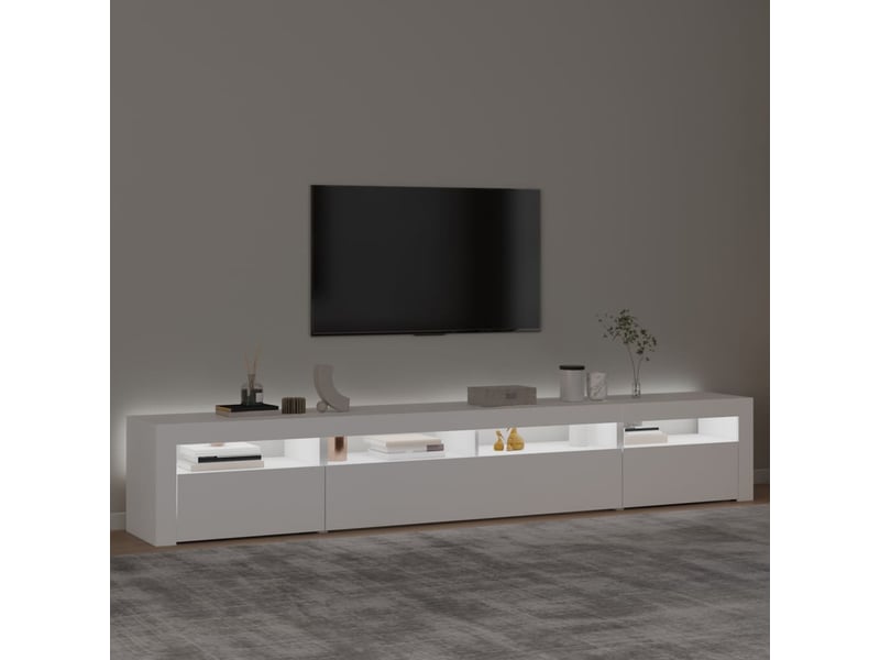  Meuble tv - banc tv - meuble de rangement avec lumières led blanc 240x35x40 cm  - Conforama C