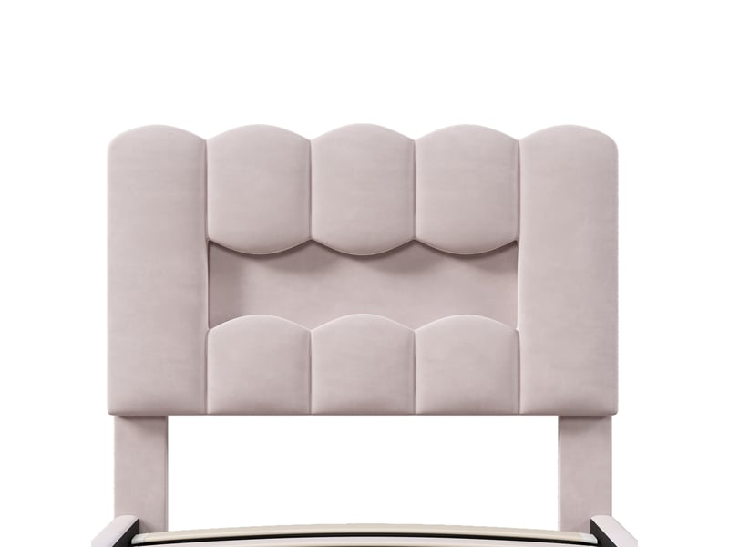  Lit d'enfant 90 x 200 cm, avec éclairage led, tête de lit, rangement à vérins hydrauliques, en velours, rose  - Conforama W