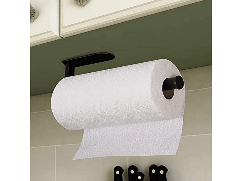  Porte-essuie-tout noir sous meuble (noir), porte-essuie-tout autocollant ou mural, pour cuisine et salle de bain  - Conforama E