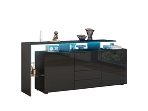 Buffet 2 porte(s)  4 tiroir(s) OKWISH  - 160 cm coloris noir 
