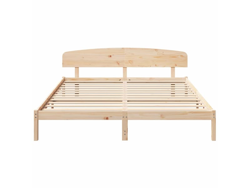 Lit double- lit adulte - cadre de lit avec tête de lit naturel 200 x 200 cm pin massif - Conforama D