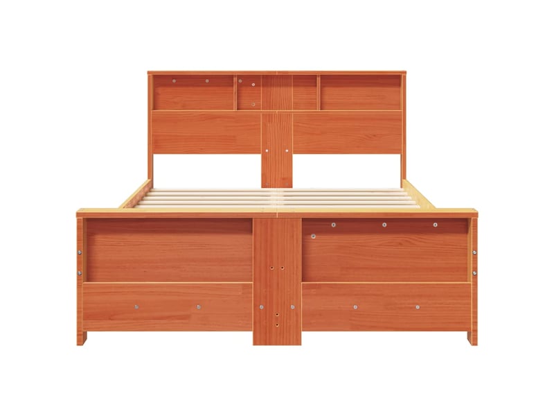  Lit double- lit adulte -  cadre de lit avec étagère brun  135 x 190 cm pin massif  - Conforama D