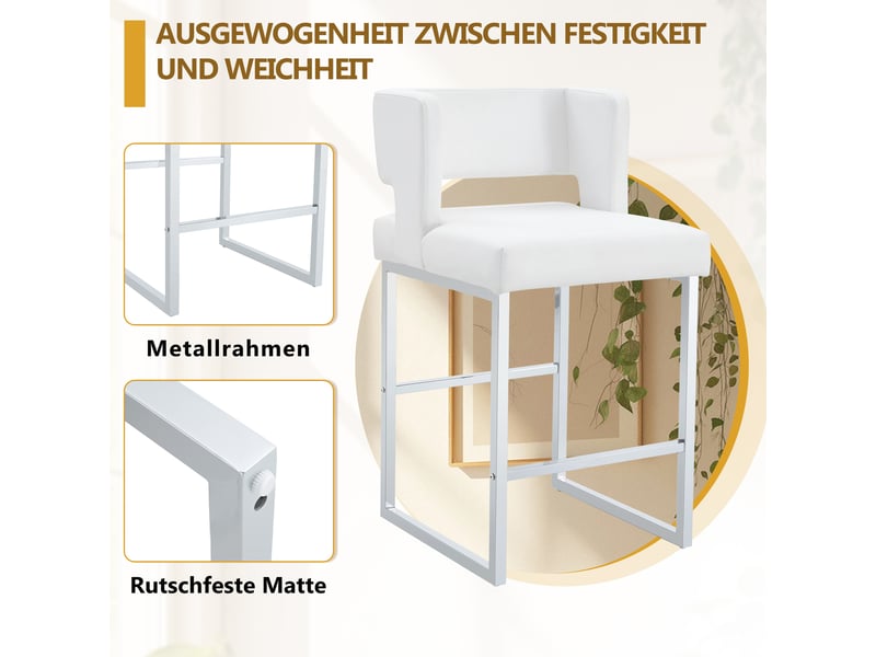  Lot de 2 tabourets de bar en similicuir pu blanc, piètement argenté W3658P358539 - Conforama D
