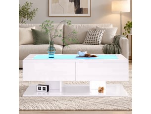 Table basse rectangulaire coloris blanc <strong></strong> <strong></strong> - 50 cmx100 cm