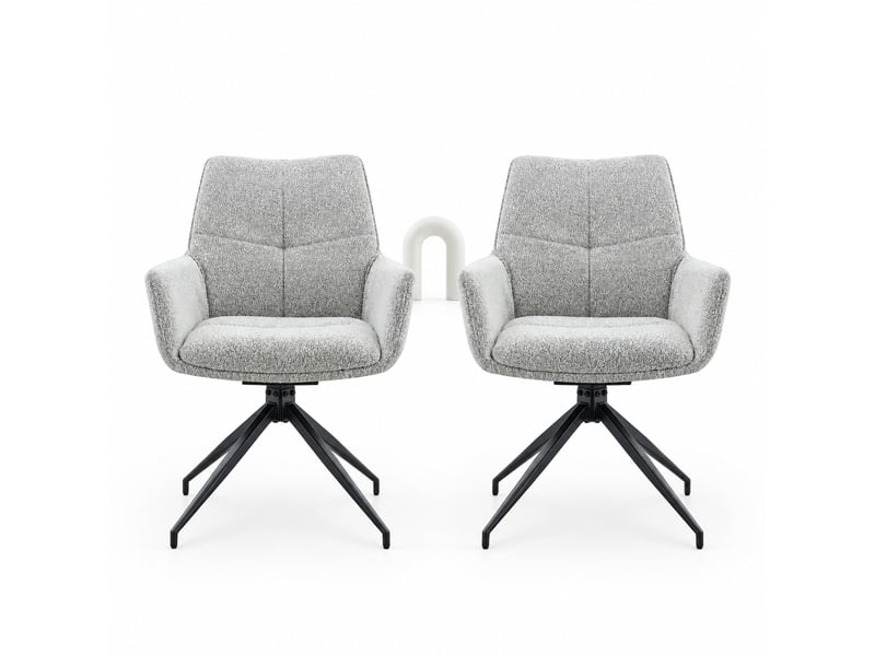 Lot de 2 chaises de salle à manger pivotantes à 360° gris clair et noir en tissu et métal - Conforama A