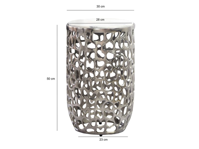 Finebuy table d'appoint ronde en aluminium 30cm argente – table d'appoint avec plateau en marbre – table basse design en métal pour salon – table de salon ronde moderne – table décorative faite à la main  - Conforama D