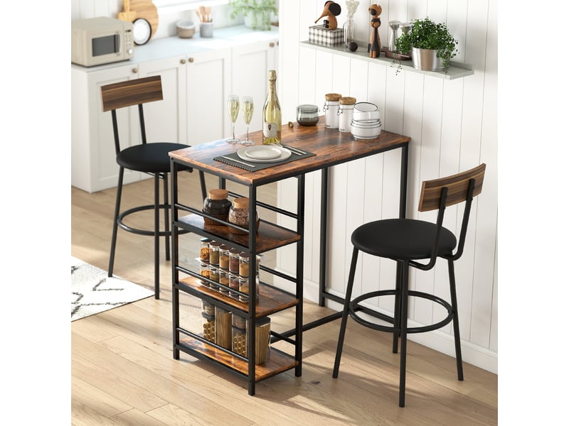  Table de bar, mange debout acier, mdf brun rustique 90x50x90.5cm  - Conforama D