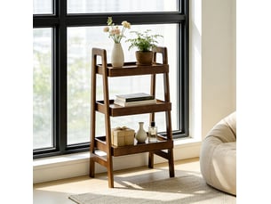 Meuble de rangement en échelle 45x32x80 cm avec 3 niveaux, autoportant, bois, couleur marron, confort optimal