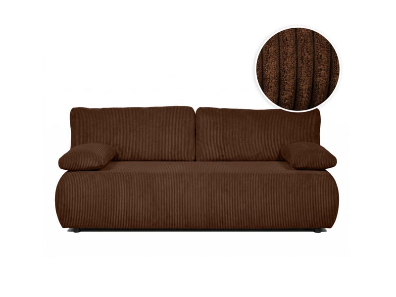 Canapé droit veluto convertible avec coffre en velours côtelé - marron VELUTO - Conforama A