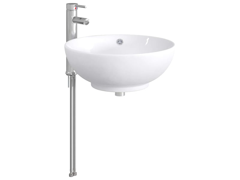 Lavabo de salle de bain avec robinet et drain chrome shl421 - Conforama D