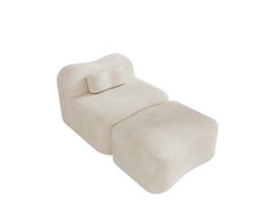 Canapé d’angle modulaire avec ottomane et coussin mobile - assise profonde, velours beige 96 × 167 × 70 cm