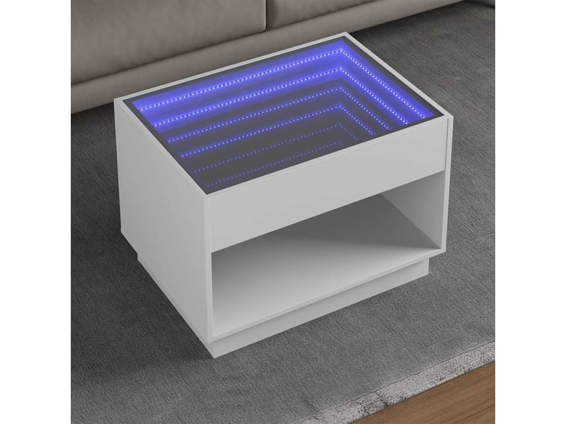 Table basse - table de salon - table à thé avec led infini blanc 70x50x50 cm - Conforama B