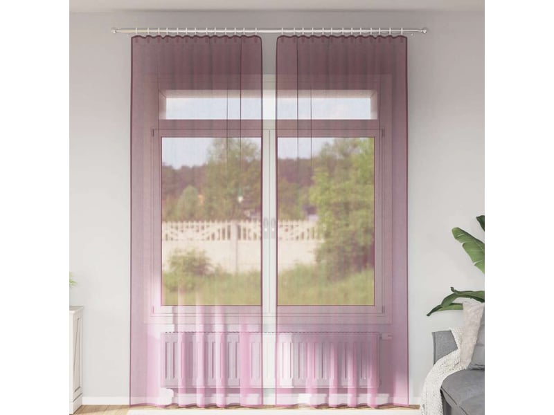  Lot de 2 rideaux en voile, voilages à œillets violets cf44256  - Conforama B