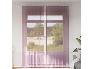 Lot de 2 rideaux en voile, voilages à œillets violets cf44256