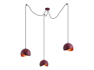 Suspension design rouge avec verre opale 3 lumières - tulip