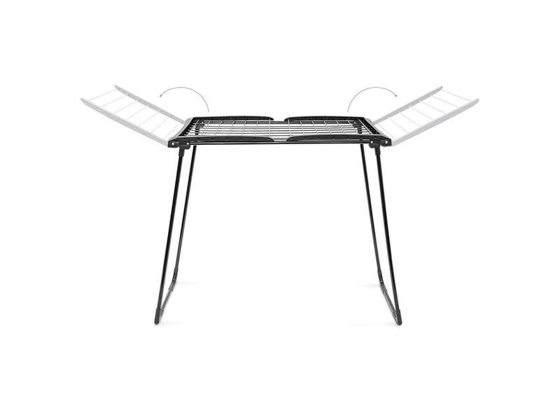  Séchoir à linge sur pied pliable intérieur extérieur 104 x 169 x 54,5 cm pratique et peu encombrant en acier noir 13_0003175  - Conforama C