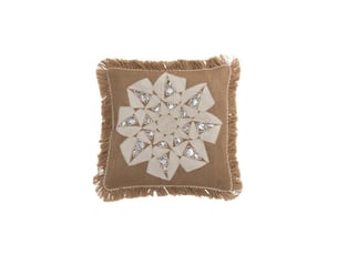 Coussin avec motif fleur en jute naturel l.49cm - coussin d'extérieur