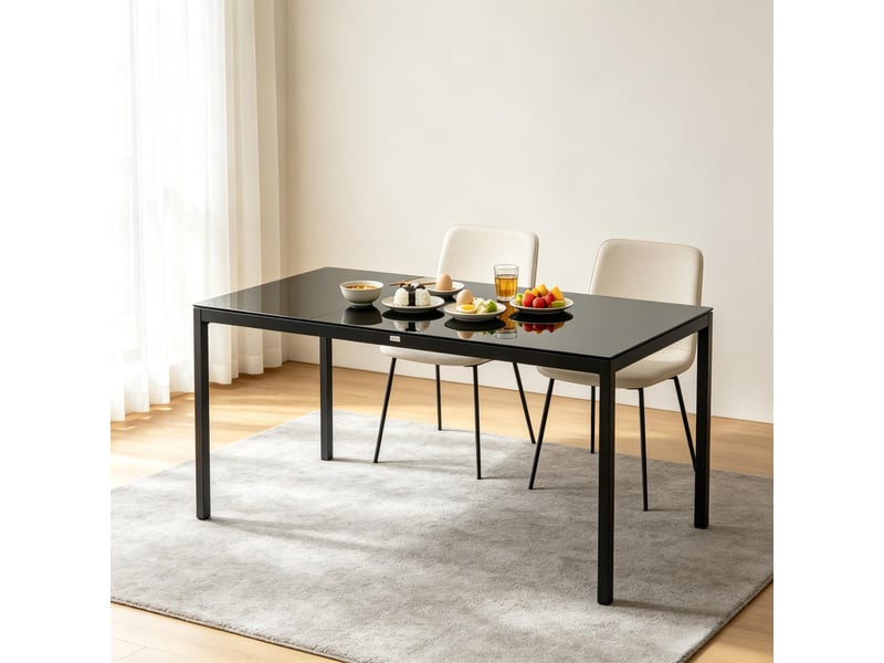  Table de jardin en aluminium et verre trempé 8 places noir 180 x 80 x 72 cm T5828P553706 - Conforama B