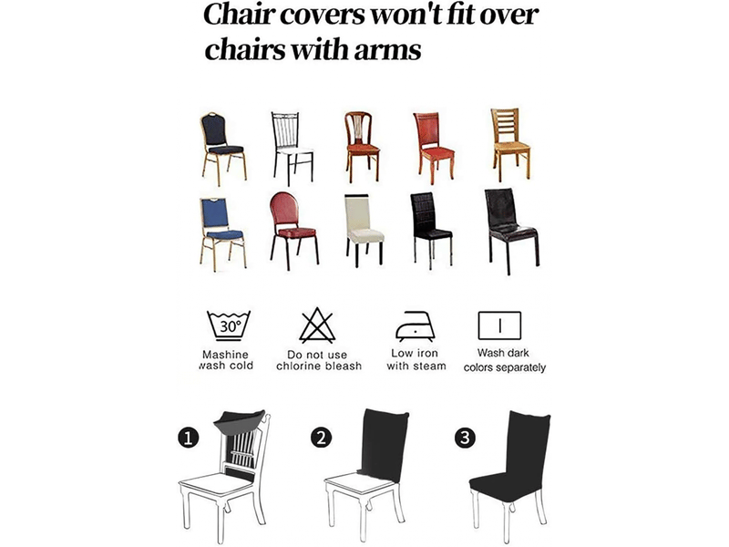  Lot de 4 housses de chaises de salle à manger, housses élastiques, adaptées à la décoration de réceptions de mariage gris, lot de 4 pièces XLH-ZLS-009385MF - Conforama B