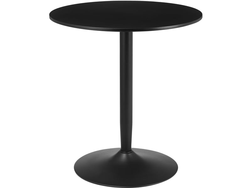  Table à manger ronde, 70x70x75 cm, salle à manger, gain de place, repas, plateau mdf, piètement acier, coloris noir  - Conforama A