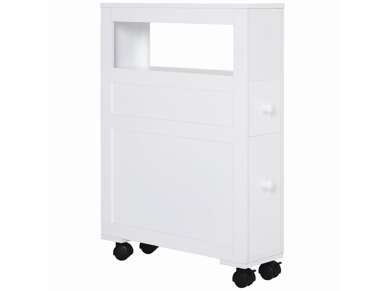  Meuble de salle de bain à 2 tiroirs, gain de place, sur roulettes, 16 x 52 x 71,5 cm, blanc  - Conforama B