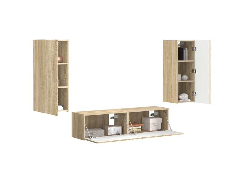  Ensemble meuble tv - banc tv - meuble de rangement 2 pcs chêne sonoma bois d'ingénierie  - Conforama C