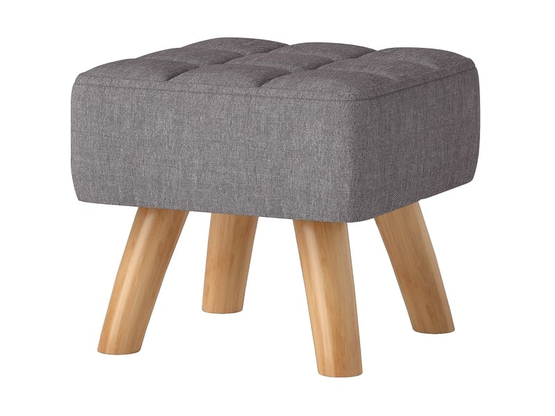  Pouf 27x27x26 cm aspect lin pieds en bois gris  - Conforama A
