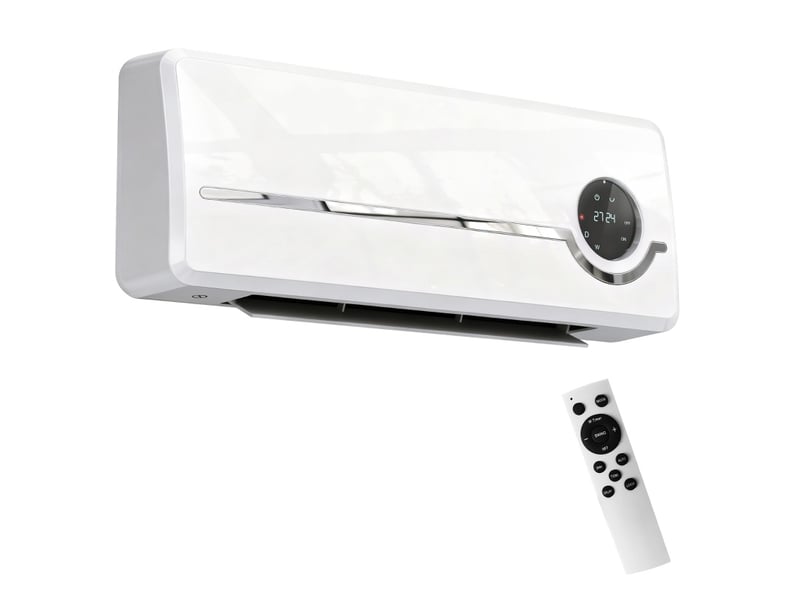  Chauffage mural 2000w à céramique avec ventilateur, télécommande, 2 modes de chauffe, écran led  - Conforama A