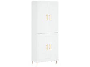 Buffet haut - bahut - meuble de rangement blanc 69,5x34x180 cm bois d'ingénierie