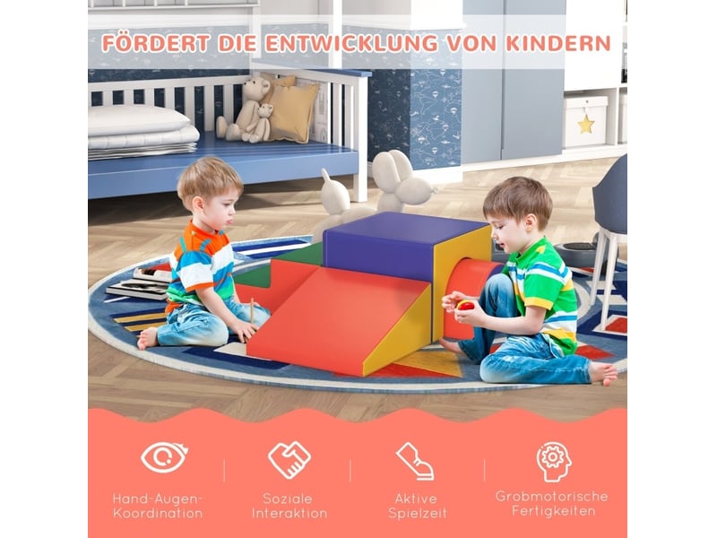  Parcours de motricité 4 modules 150x50x39 cm – multicolore – escalade, tunnel et glisse dès 1 an  - Conforama D