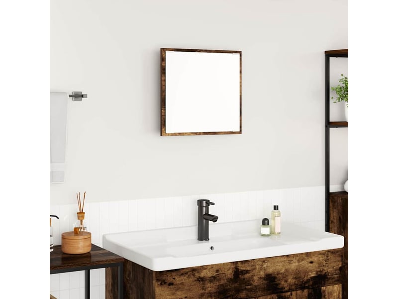  Miroir de salle de bain, miroir de toilette led chêne fumé 40 x 37 x 8.5 cm cf62561  - Conforama B