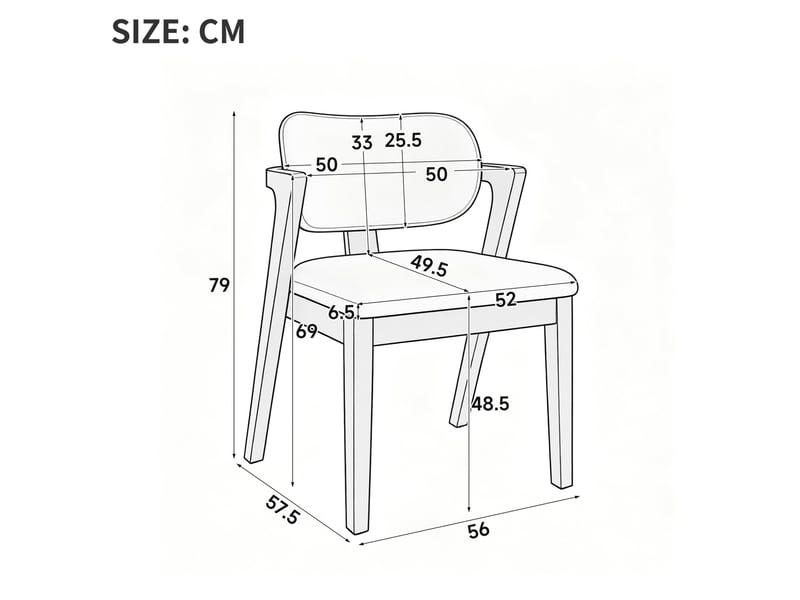  Chaises de salle à manger lot de 2 avec accoudoirs et dossier rembourré en bois et lin couleur noyer et beige avoine  - Conforama C