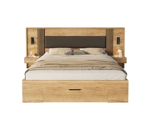 Lit avec rangement 180x200 cm WISHDOR coloris naturel